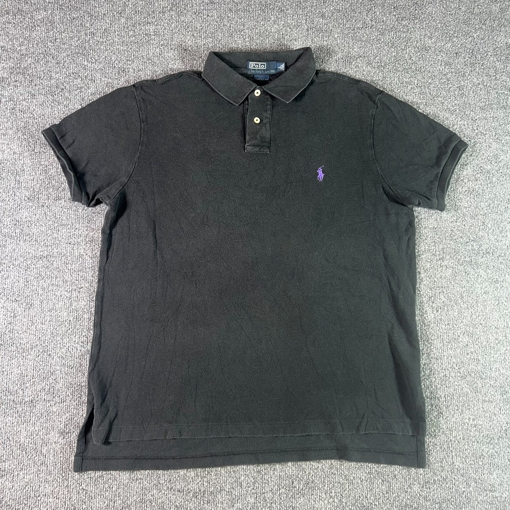 Polo Ralph Lauren Polo Shirt Mens Large Black Custom Fit Short Sleeve Minimalist